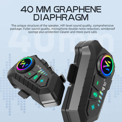 Bluetooth 5.3 Motorcycle Headset Intercom with 72-Hour Battery Life