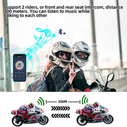 Bluetooth 5.3 Motorcycle Headset Intercom with 72-Hour Battery Life
