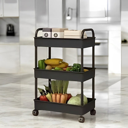 3-Tier Rolling Utility Cart on Wheels for Versatile Storage – Black