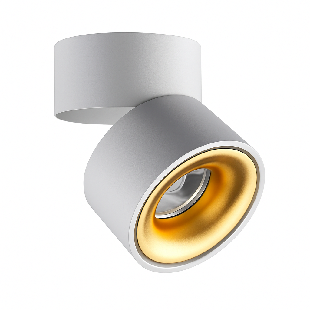 Round Adjustable LED Spotlight for Design Lighting – White and Gold