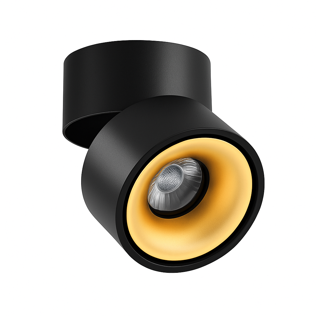 Round Adjustable LED Spotlight for Design Lighting – Black and Gold