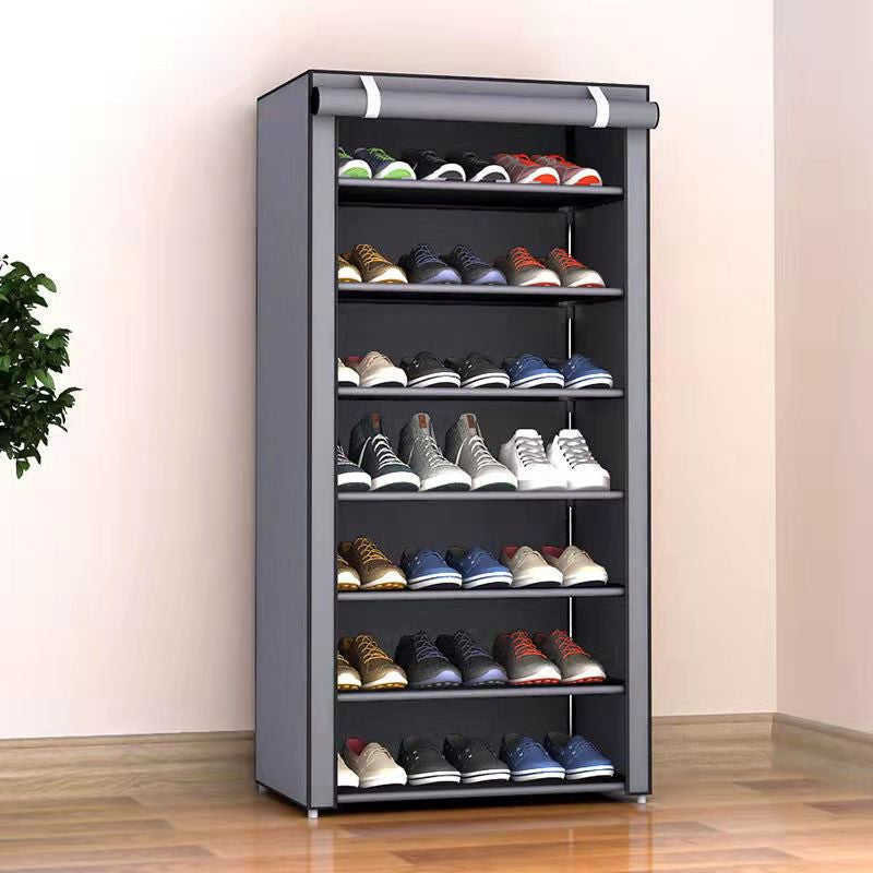 Multi-Tier Shoe Organizer with Protective Cover for Home – Gray