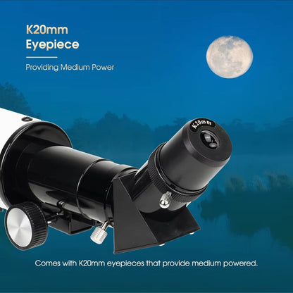 60mm Refractor Telescope for Beginners - Ideal for Astronomy & Land Viewing