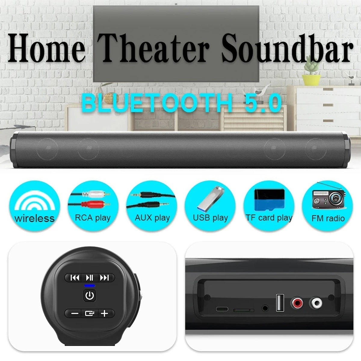 Soundbar with Subwoofer for Enhanced Audio Experience
