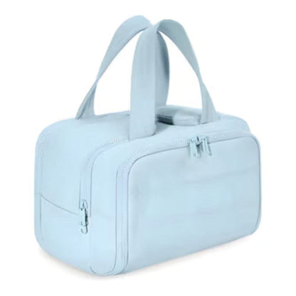 Hanging Toiletry Organizer with Water-Resistant Fabric and Multiple Pockets – Blue