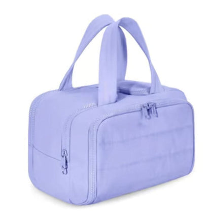 Hanging Toiletry Organizer with Water-Resistant Fabric and Multiple Pockets – Purple