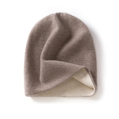 Double-Layer Knit Beanie for Men and Women - Cashmere Winter Hat – Camel
