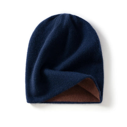 Double-Layer Knit Beanie for Men and Women - Cashmere Winter Hat – Blue