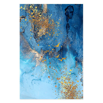 Elegant Blue and Gold Abstract Marble Canvas Print