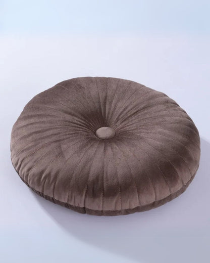 Round Velvet Cushion – Soft and Luxurious Accent Pillow – Brown