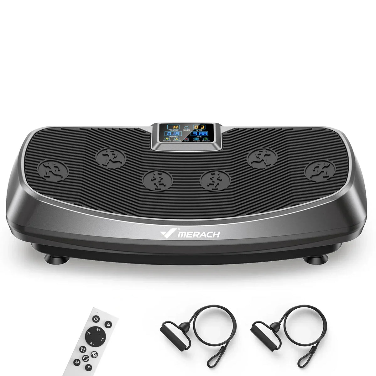 Exercise Machine with 3D Vibration Plate | 30 Speeds, Oscillation, Pulse Modes, LED Touchscreen & Resistance Bands – Grey