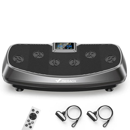 Exercise Machine with 3D Vibration Plate | 30 Speeds, Oscillation, Pulse Modes, LED Touchscreen & Resistance Bands – Grey