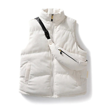 Men's Casual Sleeveless Vest Jacket - Versatile Warm Waistcoat – White