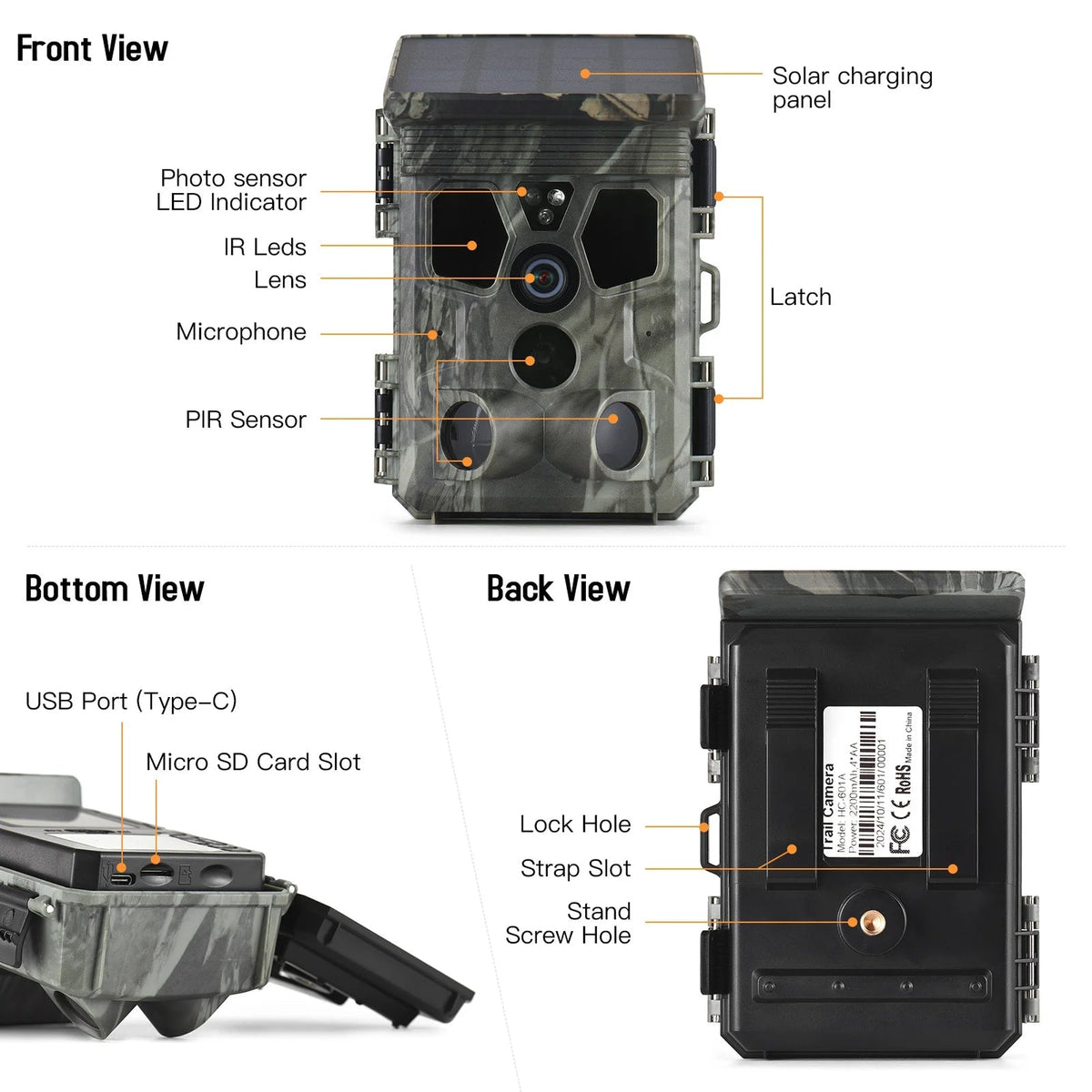 50MP 4K Solar Trail Camera for Wildlife Monitoring