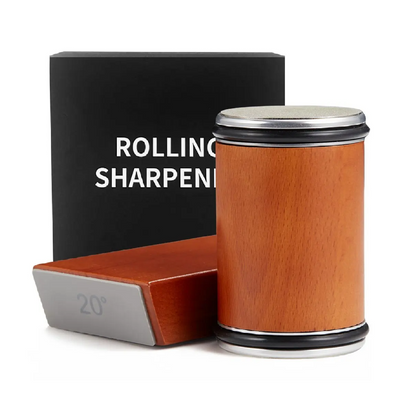 Straight Edge Knife Sharpener with Rolling Mechanism – Wood