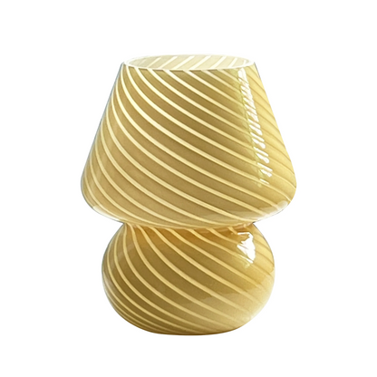 Mushroom Lamp with Vintage Striped Design – Yellow