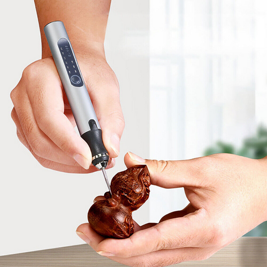 USB Rechargeable Engraving Tool with Rotary Head and Multiple Bits for DIY on Wood, Glass, Metal, and Stone – Silver