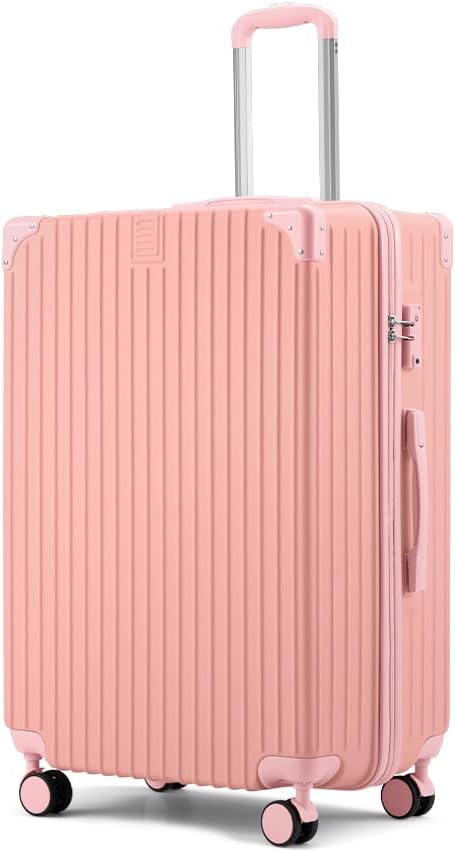 Durable 28" Travel Suitcase with Smooth-Gliding Wheels & Security Lock – Rose Gold