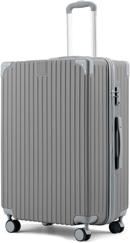 Durable 28" Travel Suitcase with Smooth-Gliding Wheels & Security Lock – Grey