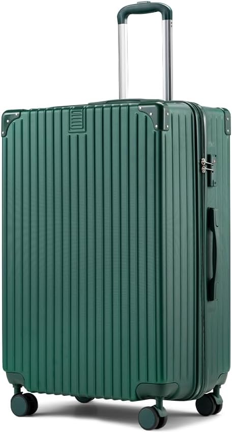 Durable 28" Travel Suitcase with Smooth-Gliding Wheels & Security Lock – Dark Green