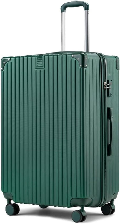 Durable 28" Travel Suitcase with Smooth-Gliding Wheels & Security Lock – Dark Green